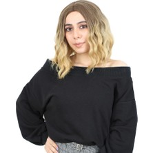 Colezium Fiber Sentetik Kısa Dalgalı Perçemsiz Peruk / Kumral / Sarı Ombreli