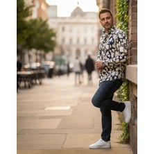 Yusgos Uzun Kollu Pamuklu Leopar Desenli Regular Fit Erkek Gömlek