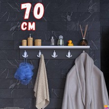 Modilayn Kedi Serisi 5’li Banyo Askısı Seti |66,4X18 cm 15 Kancalı Raflı Düzenleyici Yer Tasarrufu.