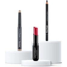 Flormar Waterproof Eyeliner, Matte Finish Lipstick-Shimmer Pencil Eyeshadow / 3-Piece PSSN2239