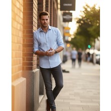 Yusgos Uzun Kollu Pamuklu Kolay Ütü Oxford Regular Fit Erkek Gömlek