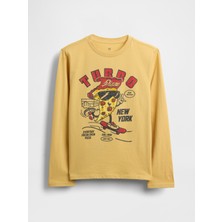 Gap Erkek Çocuk Sarı Grafik Baskılı T-Shirt