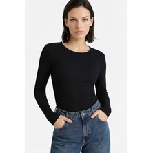 DeFacto Slim Fit Basic Düz Fitilli Kaşkorse Uzun Kollu Tişört E5767AX26SP
