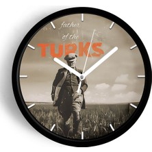 JHAAR Atatürk Temalı Dekoratif Modern Duvar Saati - 25cm - Önü Camlı Siyah Kasa