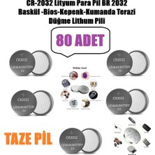 Derwell 80 Adet 80'li CR2032 Lityum Para Pil DR2032 8 Blister 80 Tane Baskül/bios/kepenk/kumanda/hesap Makinası Terazi Için Yuvarlak Düğme Lityum Pil