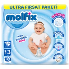 Molfix Ultra Fırsat Paketi Midi 3 Beden 108 Adet (5 Adet)