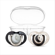 Mamajoo Blackpearl Desenli 2'li Silikon Ortodontik Gece-Gündüz Yalancı Emzik 0 Ay + (Kutulu) (5 Adet)