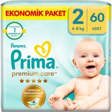 Prima Bebek Bezi Premium Care 2 Beden Mini Ekonomik Paket 4-8 kg 60 Adet (2 Adet)