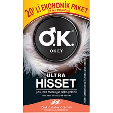 Okey Ultra Hisset 20'li Prezervatif Çok İnce Yapısıyla Ekonomik Paket Zevki Artırır