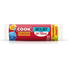 Cook Ekonomik Orta Çöp Torbası Mavi ( 55 cm x 60 cm ) 30 Yaprak