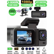 SHC4200 A98 Full Hd 3 Kameralı Araç Içi Güvenlik Kamerası 64GB Uyumlu Ir Gece Görüşü, Ön-Arka-Iç Kayıt