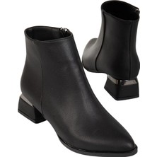 Liarca Kadın Siyah Fermuarlı Kalın Topuk Bilek Bot – Günlük ve Ofis Kullanımına Uygun, Şık, Rahat, Modern Tasarımlı Kadın Bot Ayakkabı