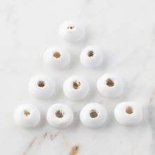 Marsilyan Loren 10 Adet Beyaz Yassı Ahşap Boncuk