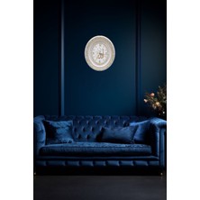 cosangroup 32X37 cm Oval Saatli Ismi Celil ve Ayet-El Kürsi Duvar Saati | Islami Dekoratif Tablo Saat | Manevi Ev & Ofis Dekoru