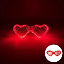 MegaSepet Bfs Kırmızı LED Işıklı Kalp Gözlük – 3 Modlu Parti &amp;