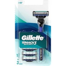 Gillette Mach3 Sport Erkekler Için El Tıraş Makinesi + Çelikten Daha Sert Bıçaklarla Değiştirilebilir 3 Bıçak
