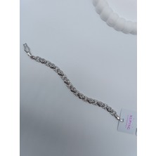 Lagül Aksesuar Xuping 14K Altın Kaplama Kararmaz Zirkon Taşlı Şık Silver Bileklik