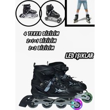 Vardem ~MonsterÇocuk~ Işıklı Ayarlanabilir (Alıştırma ve Sıralı) Paten Çocuk Outdoor Bahçe Oyunları