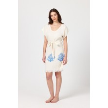 Mulberry Müslin Kadın Plaj Elbisesi Kolsuz %100 Pamuk