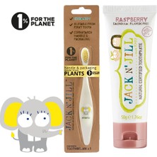 Jack N' Jill Jack N Jill Doğal Sertifikalı Bebek / Çocuk Diş Seti (Fil&Dino Diş Fırçası + Ahududu Aromalı Diş Macunu 50g)