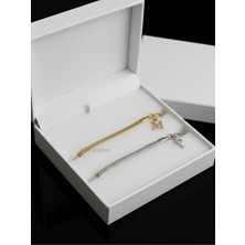 Acc Swen Harfli Ciddi Ilişki Bilekliği 2 Adet Gold ve Gümüş Hediye Kutulu