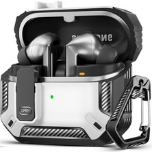 MobaxAksesuar Samsung Galaxy Buds 3 Fe / Buds 3 Pro / Buds 3 ile Uyumlu Kılıf Kilitli Açma Kapama Koruyucu Kapak