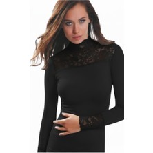 Lonca Tekstil Dantel Detaylı Boğazlı Body