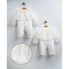 Eda Baby Dantelli Pelerinli Lüks Bebek Tulumu %100 Pamuk