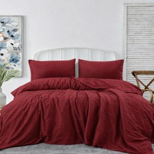 Premıum Kırmızı Renk Pamuk Saten Çift Kişilik Nevresim Takımı Kutusuz