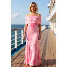 Benerly Kadın Carmen Yaka Kolsuz Çiçek Desenli A Kesim Maxi Elbise Fonksiyonel Spor