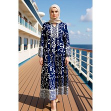 Benerly Kadın Yaka Reglan Kol Uzun Kollu Maxi Elbise Dokuma Fonksiyonel Kaliteli