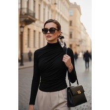 Lela Streç Büzgü Detaylı Slim Fit Dik Yaka Bluz Bayan Bluz 669925