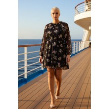 Benerly Kadın Büyük Beden Bisiklet Yaka Reglan Kol Şifon Dokuma Elbise Fonksiyonel Dayanıklı Rahat