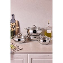 Perotti Burgaz Indüksiyon Tabanlı 8 Parça Çelik Tencere Seti