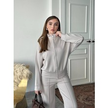 Berk My Kadın Modal Kumaş Çimalı Fermuarlı Dik Yaka Takım Çimalı Tam Fermuarlı Takım