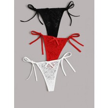 Beruflic Kadın 3'lü Dantelli Yandan Bağlamalı Seksi Tanga BC0054