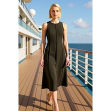 Benerly Kadın A Kesim Bisiklet Yaka Kolsuz Maxi Örme Elbise Fonksiyonel Şık