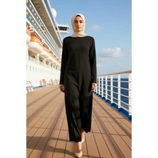 Benerly Kadın Bisiklet Yaka Standart Kol Maxi Elbise Fonksiyonel Dayanıklı Kaliteli Şık %100 Pamuk