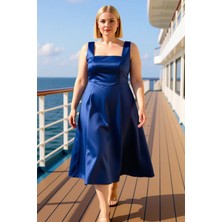 Benerly Kadın Büyük Beden Kare Yaka Kolsuz Saten Dokuma Elbise Fonksiyonel Dayanıklı Kaliteli Spor