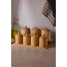 Perotti Pisa 7'li Tezgah Üstü Bambu Standlı Baharatlık Seti