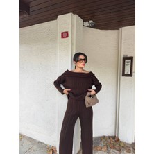 Füme Triko Madonna Yaka Alt Üst 2li Takım