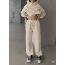 Kadın 3 Iplik Polarlı Jogger Yüksek Bel Eşofman Altı