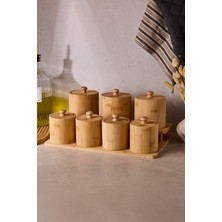 Perotti Pisa 7'li Tezgah Üstü Bambu Standlı Baharatlık Seti