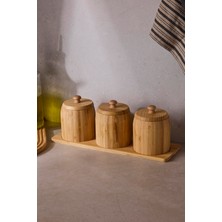 Perotti Pisa 3'lü Tezgah Üstü Bambu Standlı Baharatlık Seti