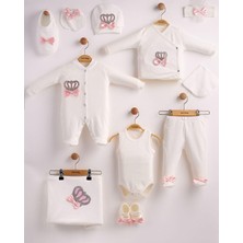 Eda Baby Papyonlu ve Taç Detaylı 10’lu Lüks Hastane Çıkışı %100 Pamuk Takım