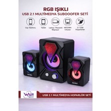 Wair Teknoloji Telefon Bilgisayar Tablet Rgb Stereo USB Subwoofer Hoparlör
