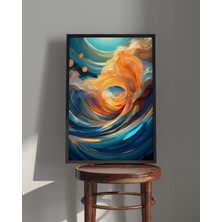 Rosa Art Tablo | Ahşap Çerçeveli Tablo | Çerçeveli Poster | Dalga Temalı Tablo, Modern,minimal, Soyut Tablo