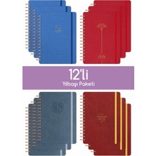 Dival Notebook 12'li Akademik Ajanda Yılbaşı Hediye Seti - 15X21 cm - Kumaş ve Vegan Deri