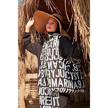 Marina Siyah Kombinli Plaj Çantası C2301 Kumaş ve Fermuarlı Tasarım ile Şık Kullanım