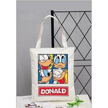 Cemira Donald Baskılı Tasarım Tote Bez Çanta Orta Boy Su İtici Hızlı Kuruyan Tekstil Malzeme